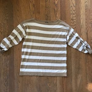 J CREW STRIPED METALLIC GOLD WHITE SWEATER LARGE